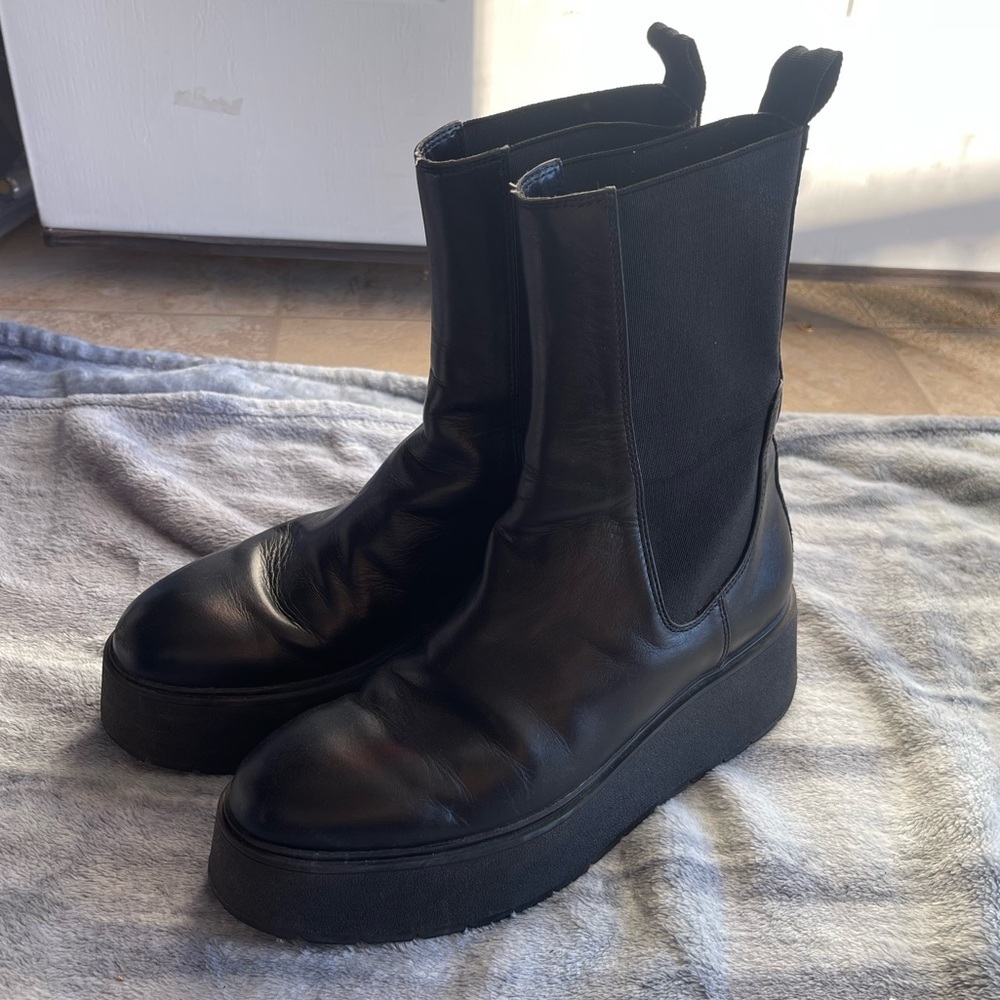 Zara black lug Chelsea booties